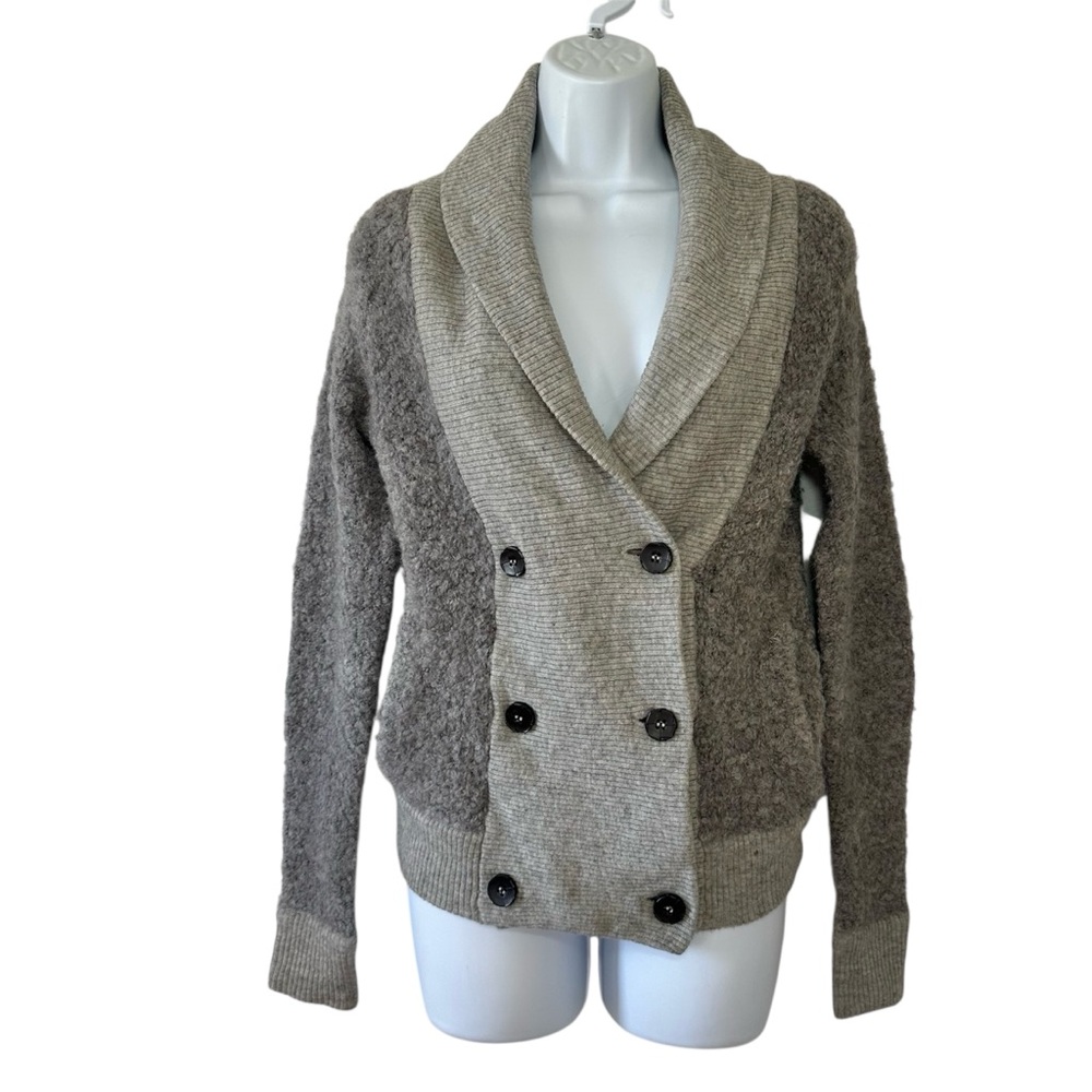 J CREW Wallace Women's Gray Wool Alpaca Double Breast Cardigan Sweater- Small